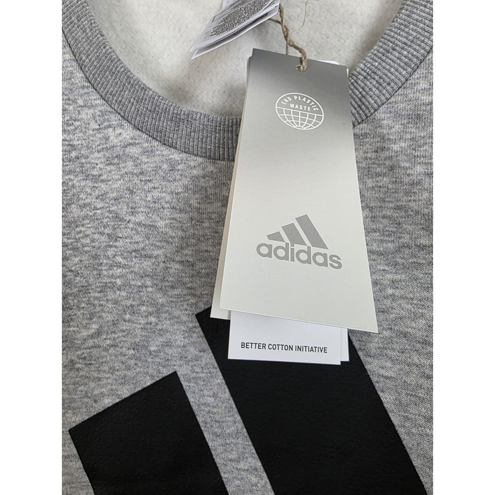 Adidas Sweatshirt Mens XL Gray Medium Grey Heather Logo Pullover Crewneck Fleece - Picture 8 of 13